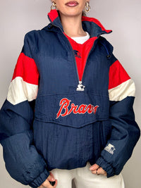 STARTER marineblaue und rote XL Vintage amerikanische Daunenjacke