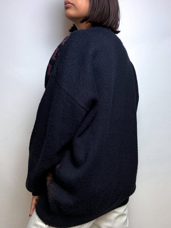 Vintage dark blue wool sweater L/XL