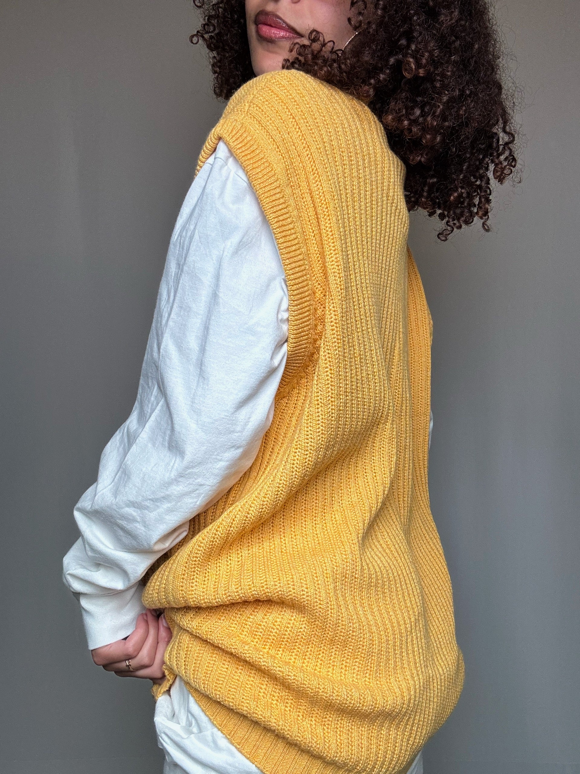 Gilet à zip jaune L vintage