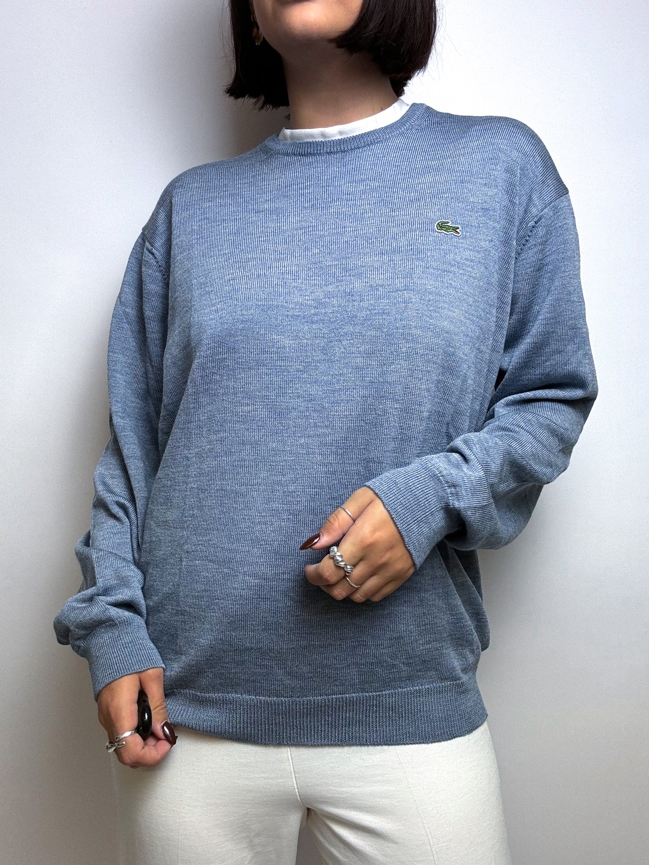 Vintage Lacoste hellblauer Pullover S/M 