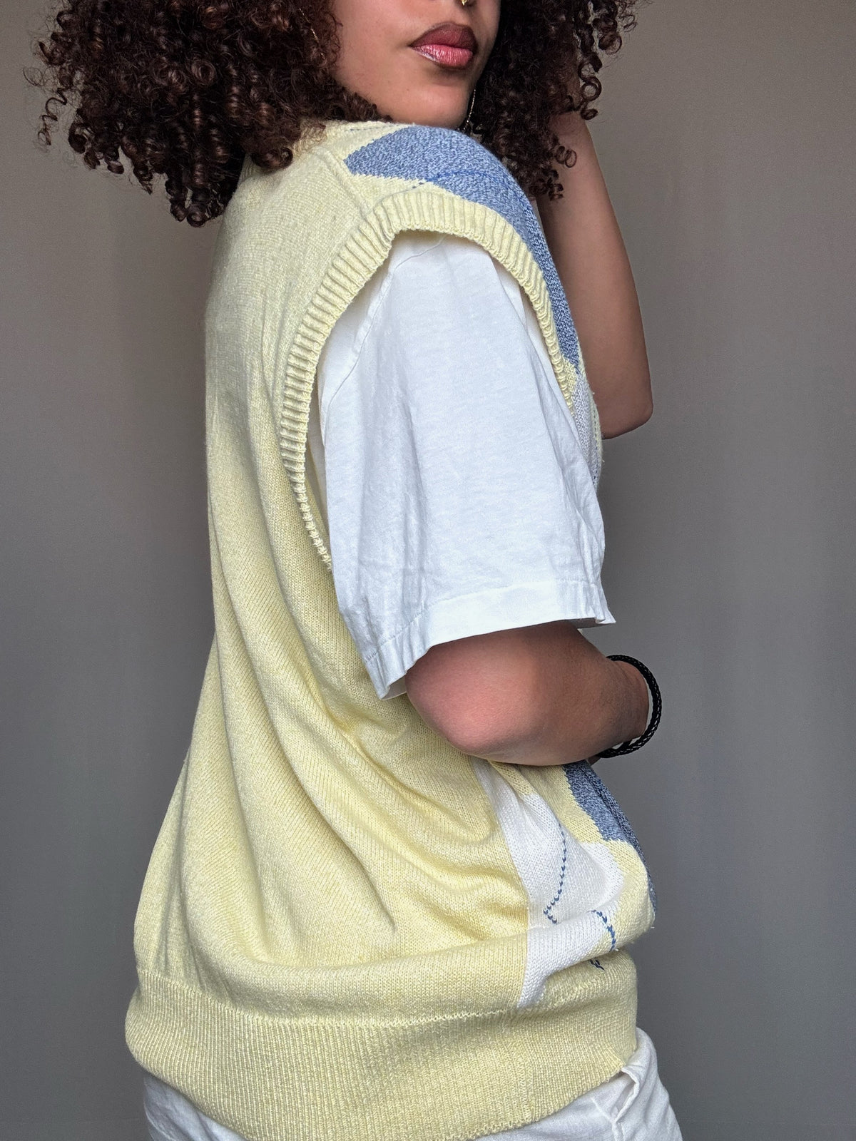 Vintage yellow plaid vest M