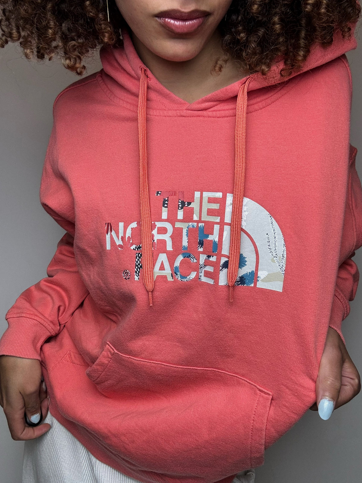 Sweat à capuche saumon THE NORTH FACE L vintage