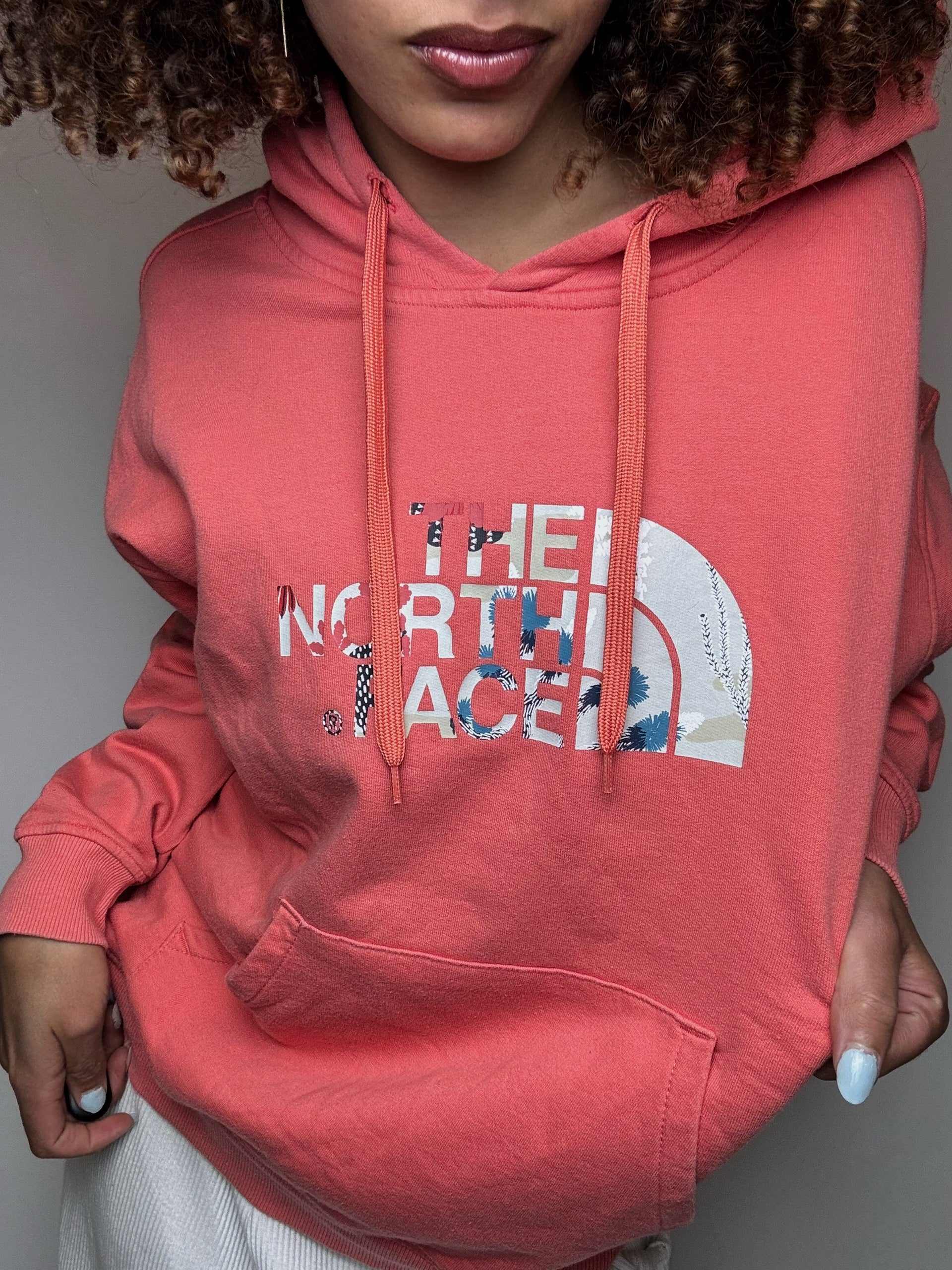 Sweat à capuche saumon THE NORTH FACE L vintage