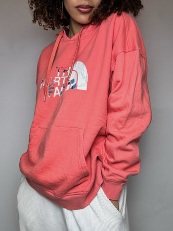 Sweat à capuche saumon THE NORTH FACE L vintage