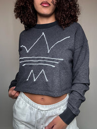 Graues Adidas Crop-Sweatshirt XS Vintage