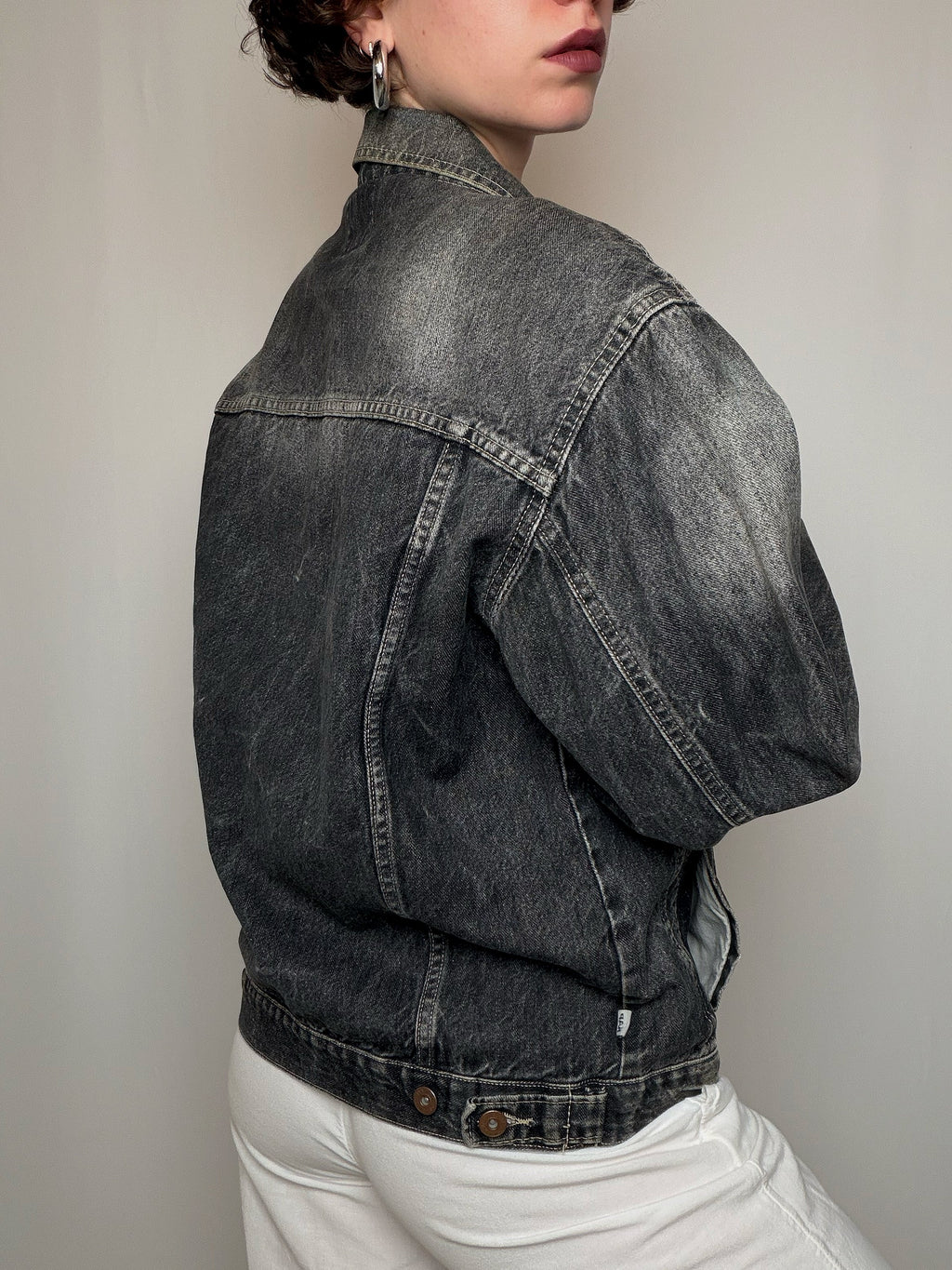 Veste en denim grise L vintage
