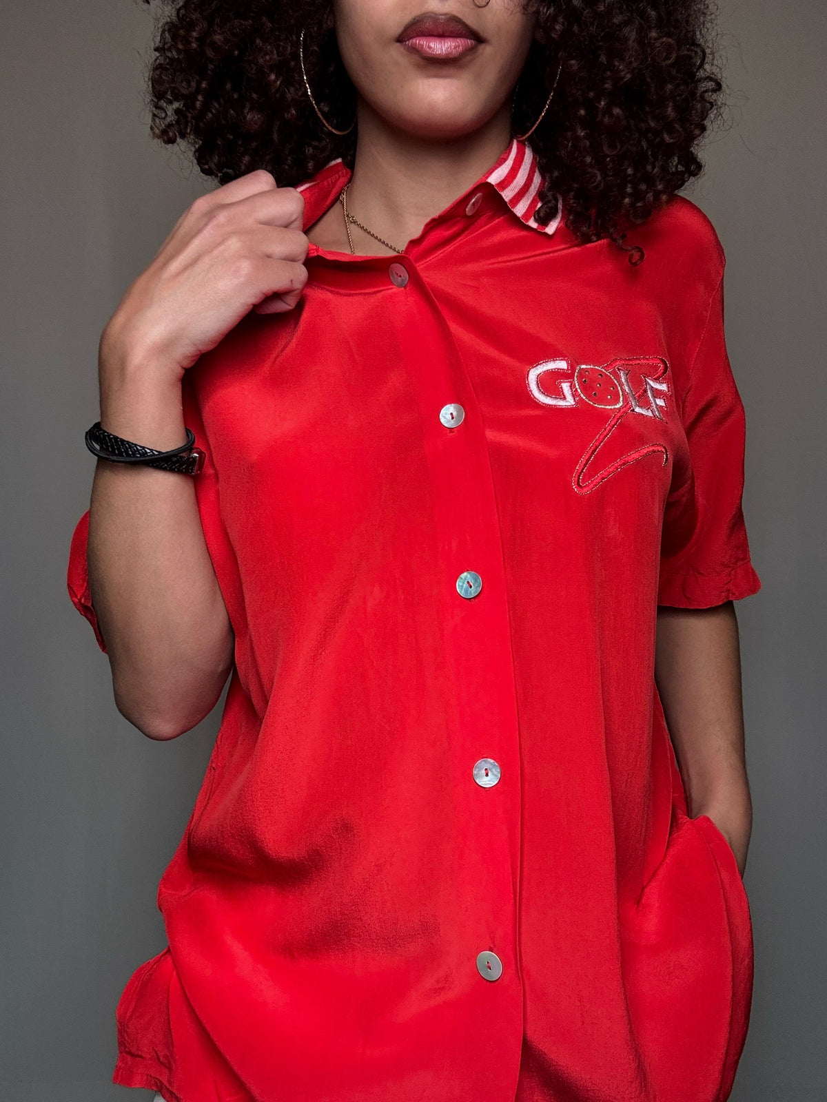 Golf-Seidenbluse M/L Vintage