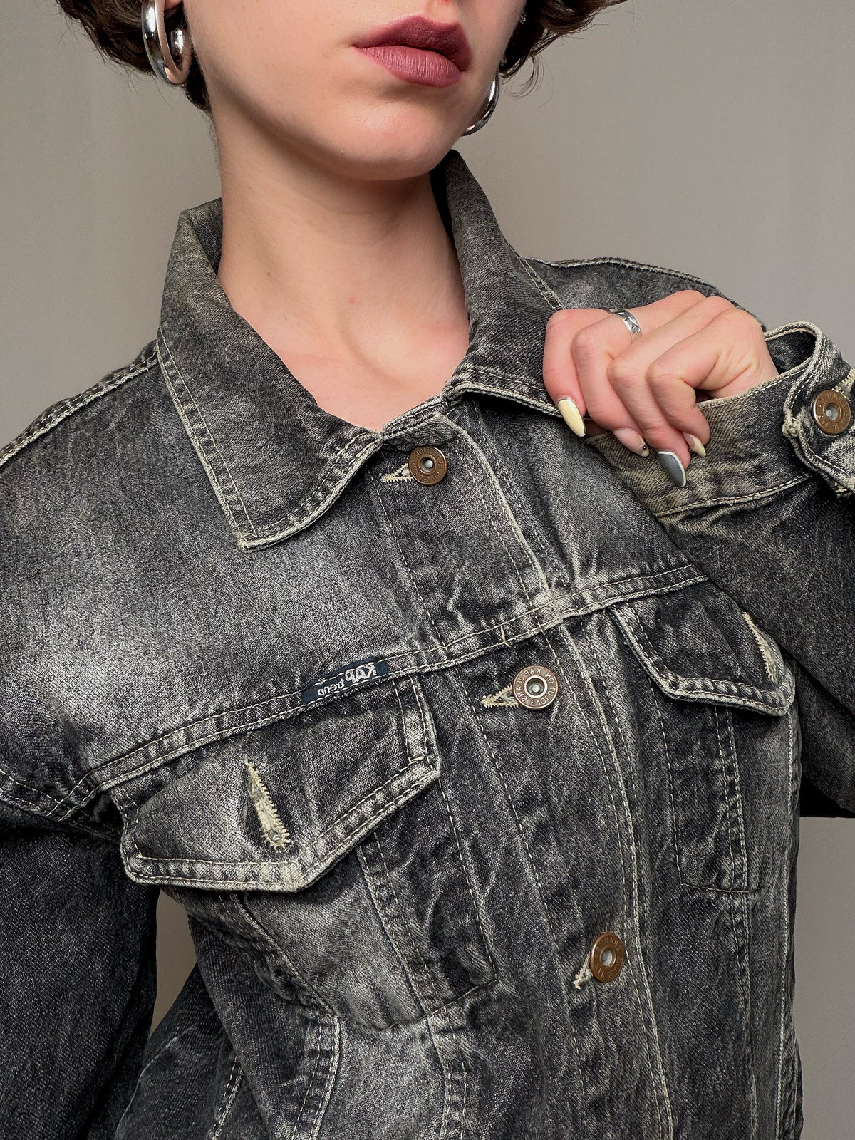 Veste en denim grise L vintage