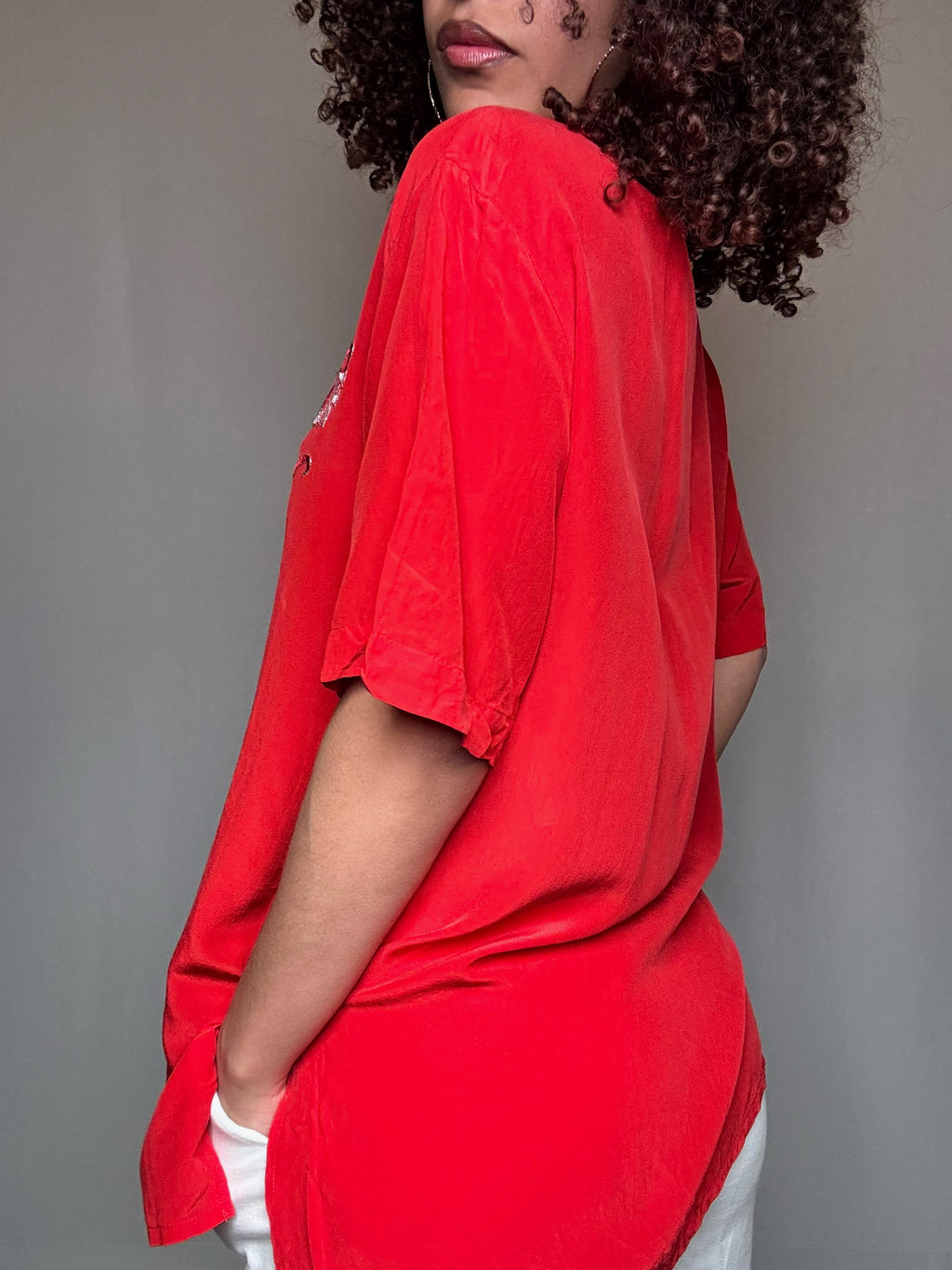 Golf-Seidenbluse M/L Vintage