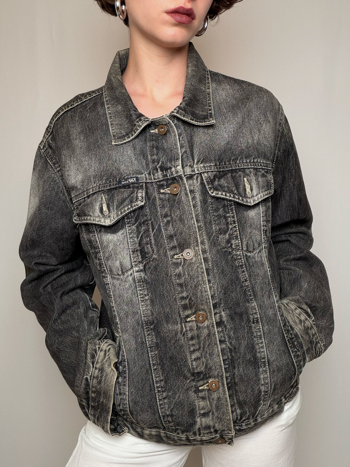 Veste en denim grise L vintage