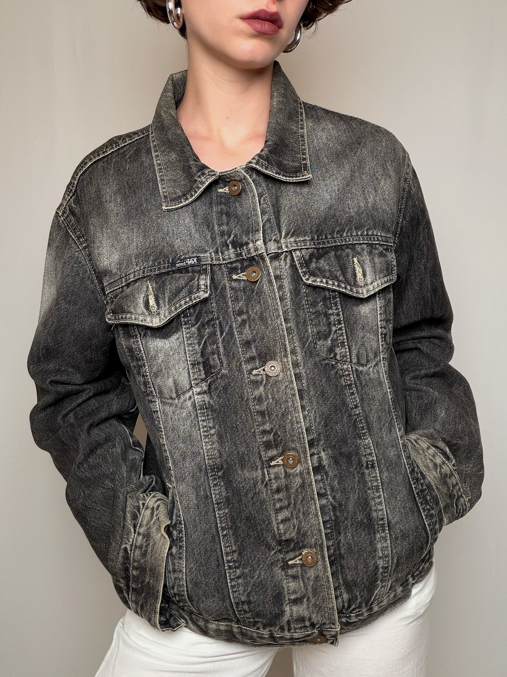 Veste en denim grise L vintage