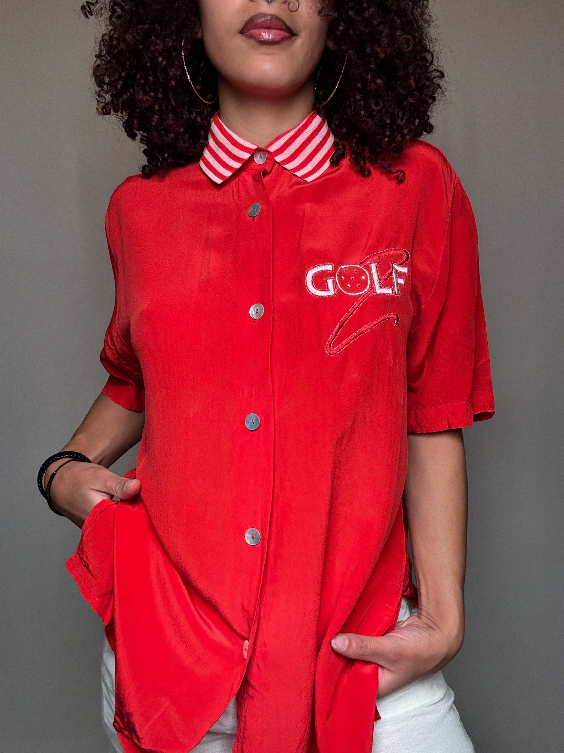 Chemisier en soie golf M/L vintage