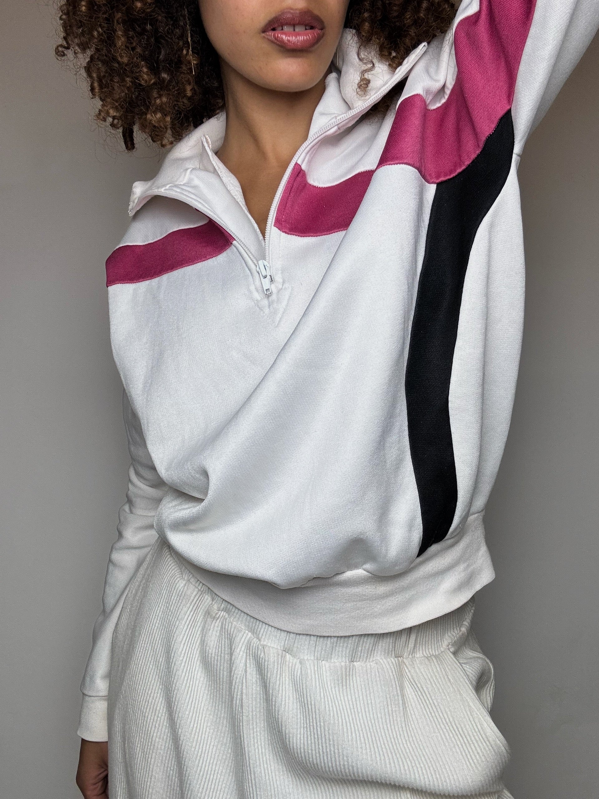 Sweat à zip blanc LEVI'S XS vintage