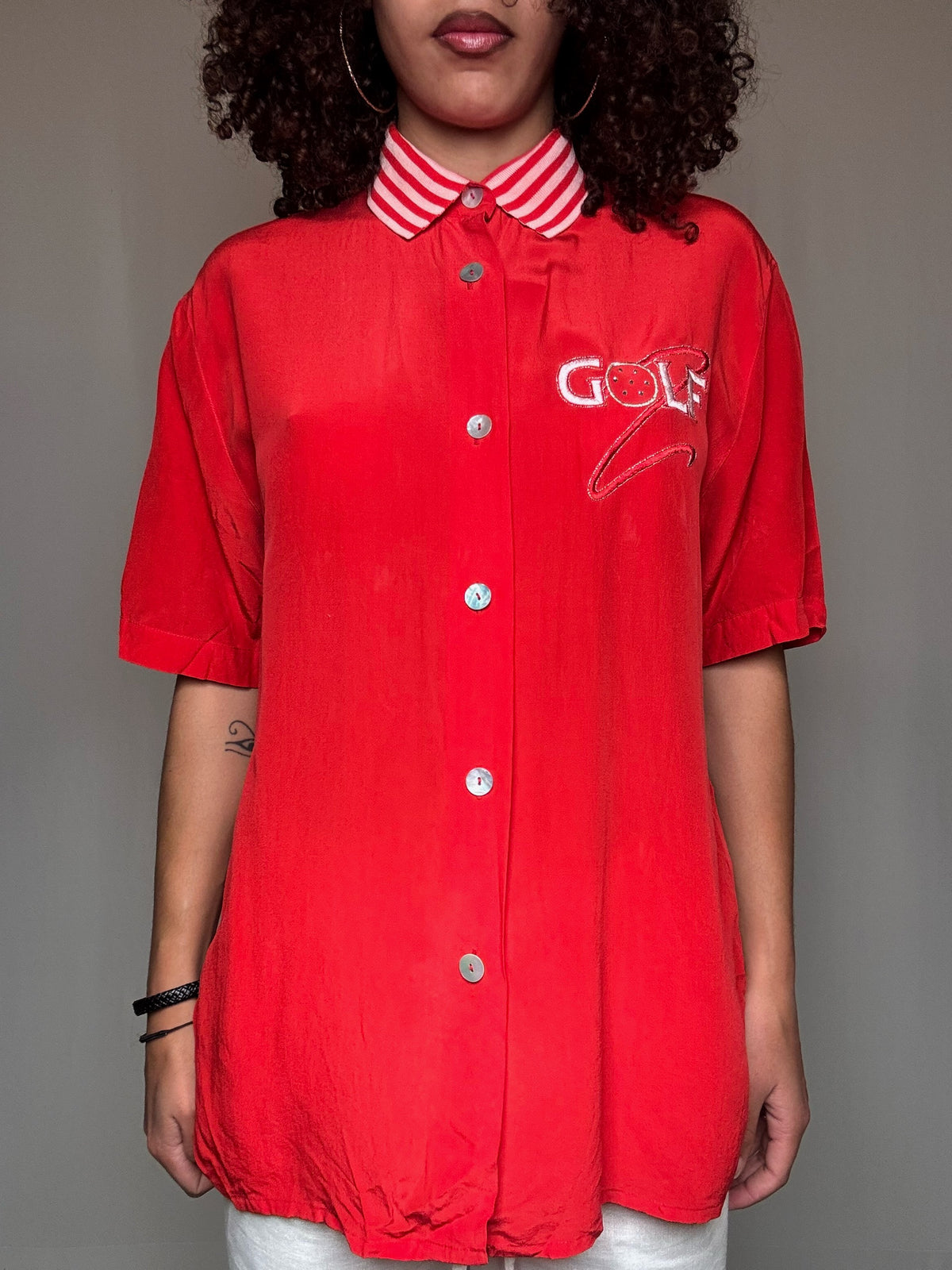 Golf-Seidenbluse M/L Vintage