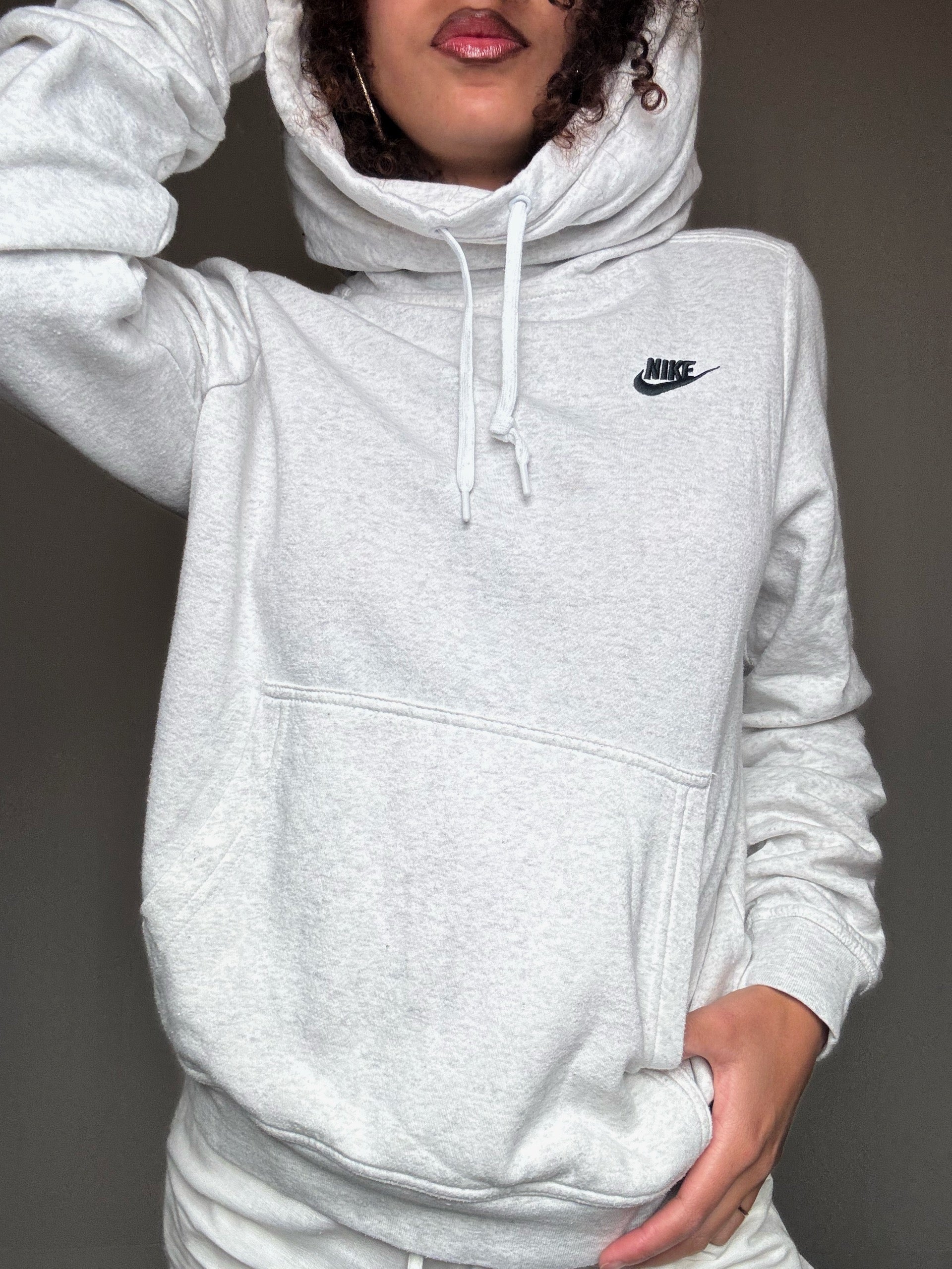 Sweat à capuche et col montant gris Nike M vintage