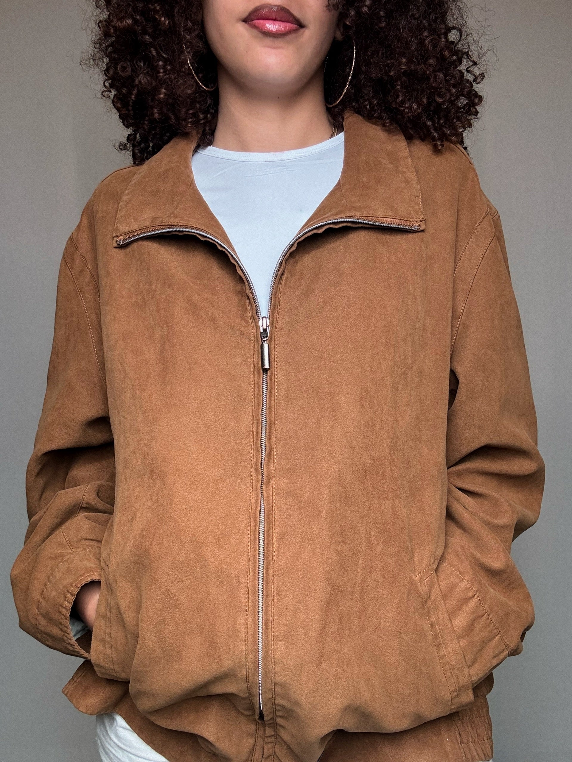 Vintage Kamel Wildleder-Optik Sommerjacke L