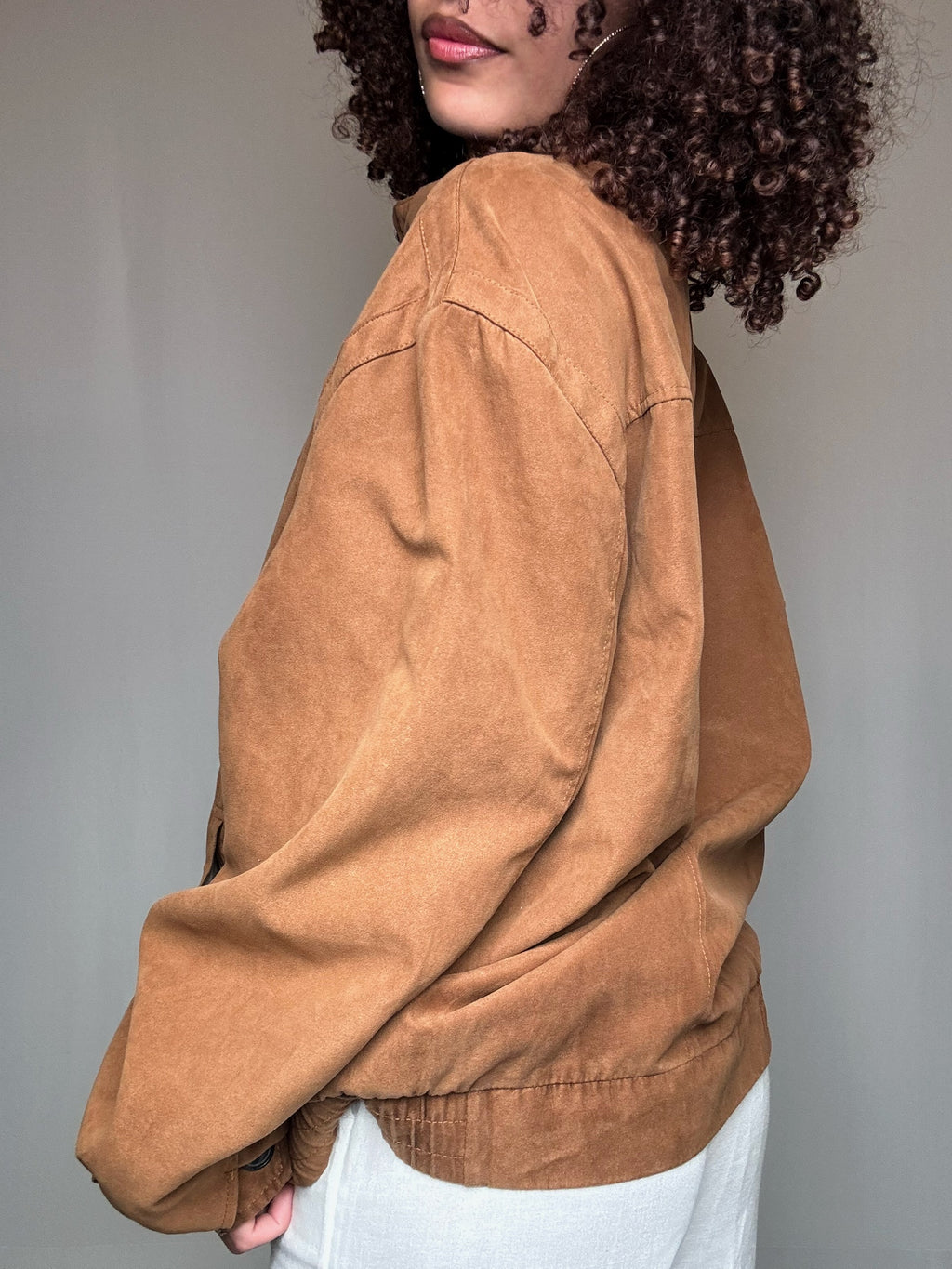 Vintage Kamel Wildleder-Optik Sommerjacke L