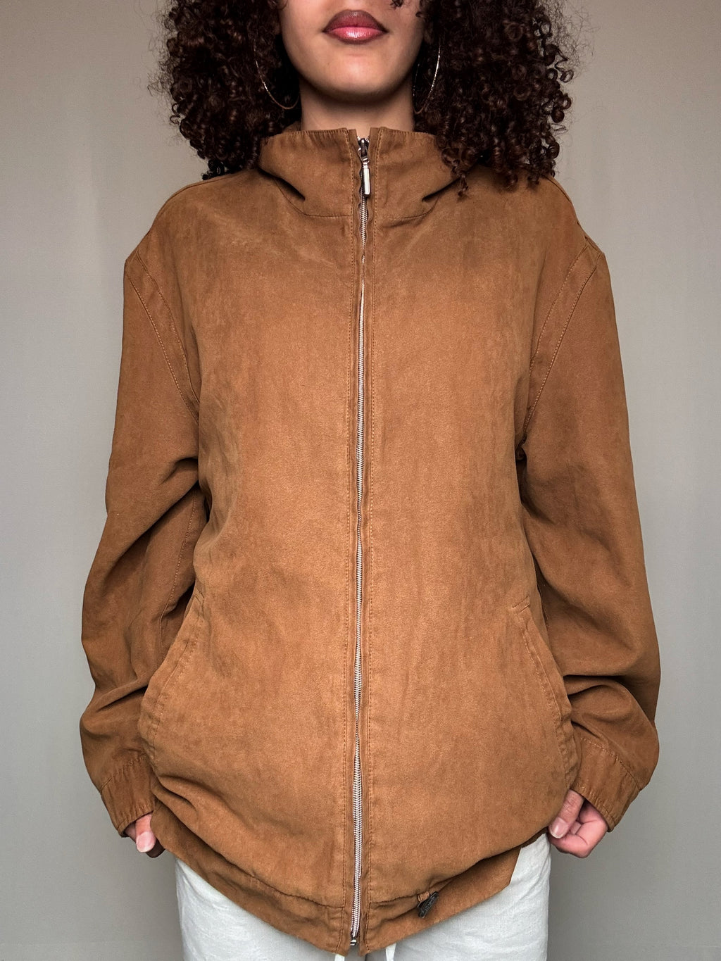 Vintage Kamel Wildleder-Optik Sommerjacke L