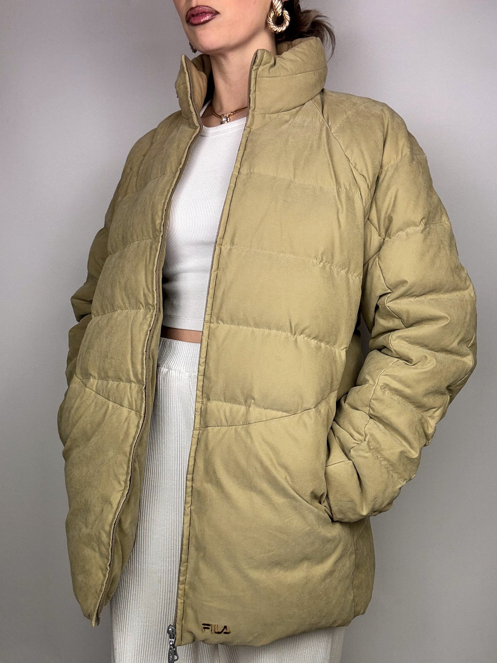FILA L Vintage beige weiche puffige Daunenjacke