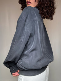 Veste d'été en soie grise L vintage