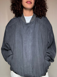 Veste d'été en soie grise L vintage