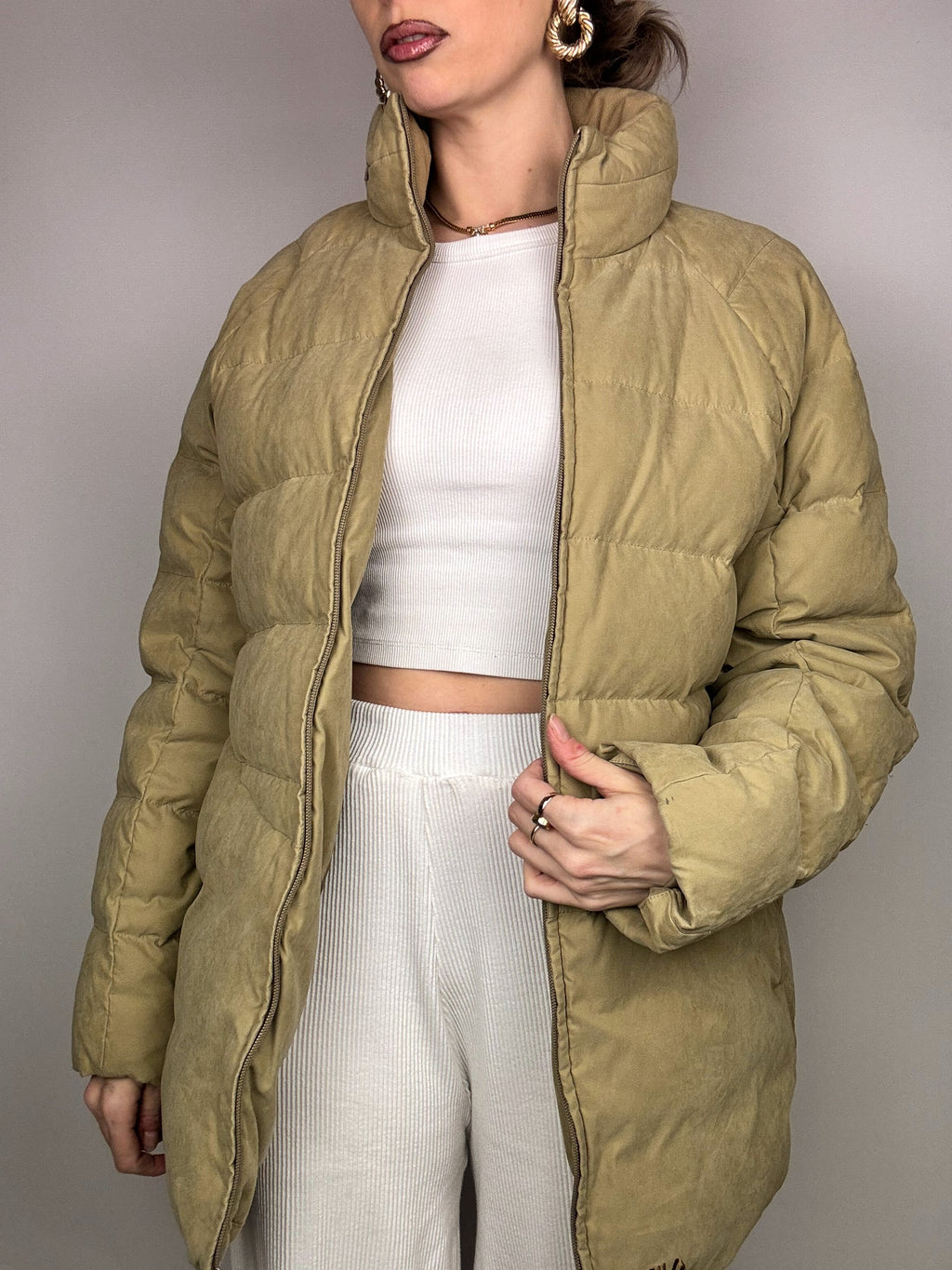 FILA L Vintage beige weiche puffige Daunenjacke