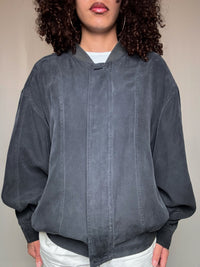 Veste d'été en soie grise L vintage