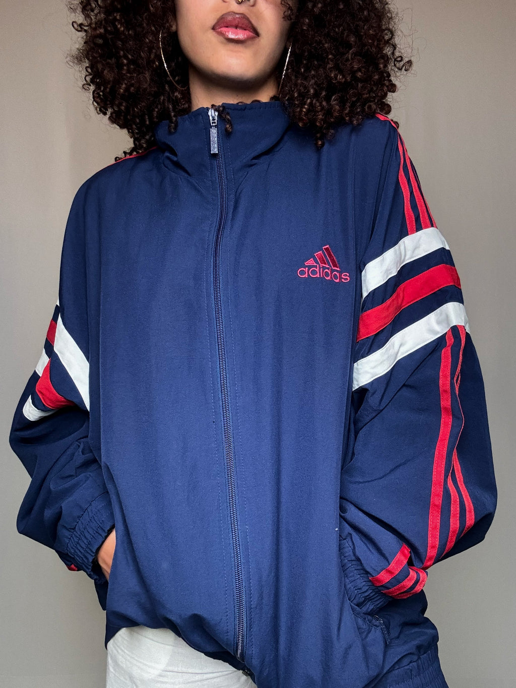 Jacket de sport Adidas marine L vintage