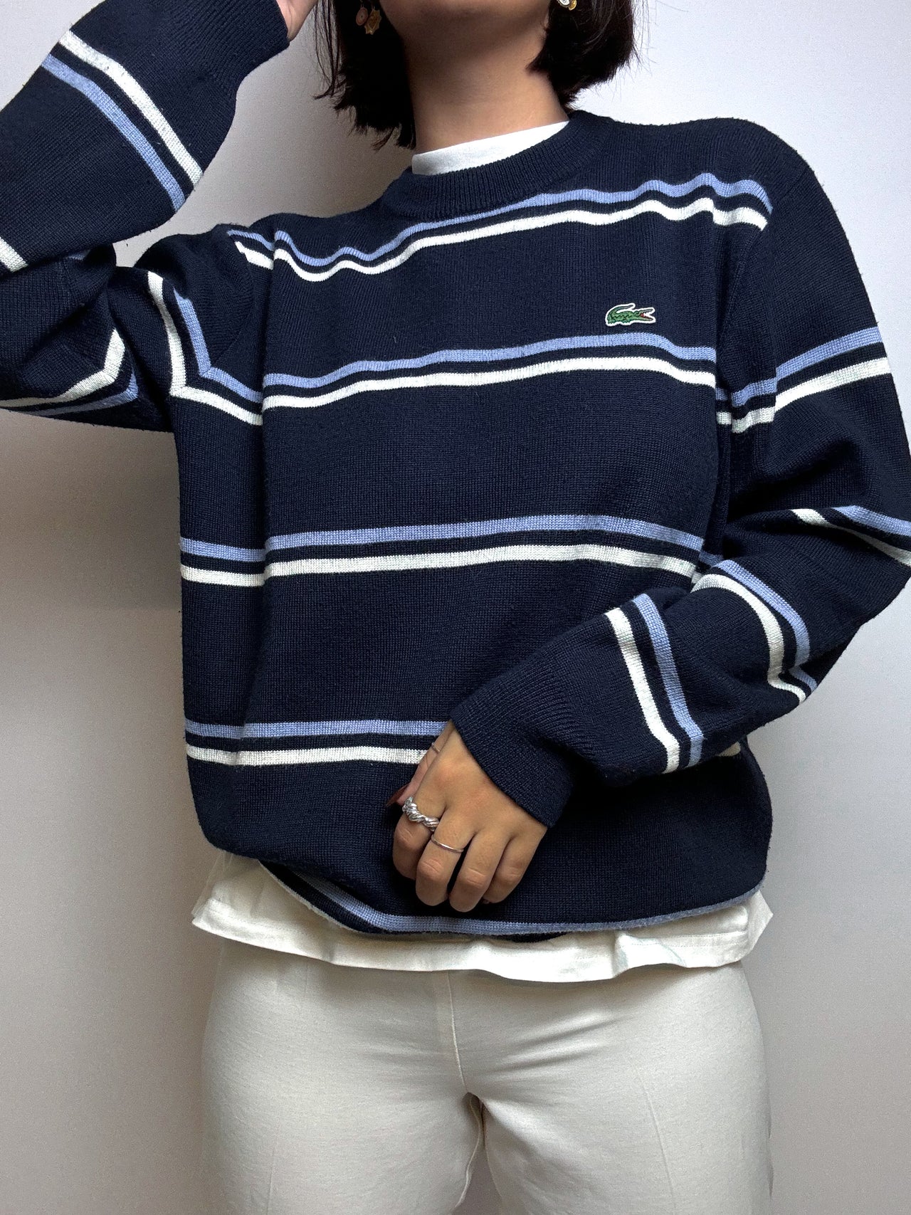 Dunkelblauer Vintage Lacoste Pullover M/L 