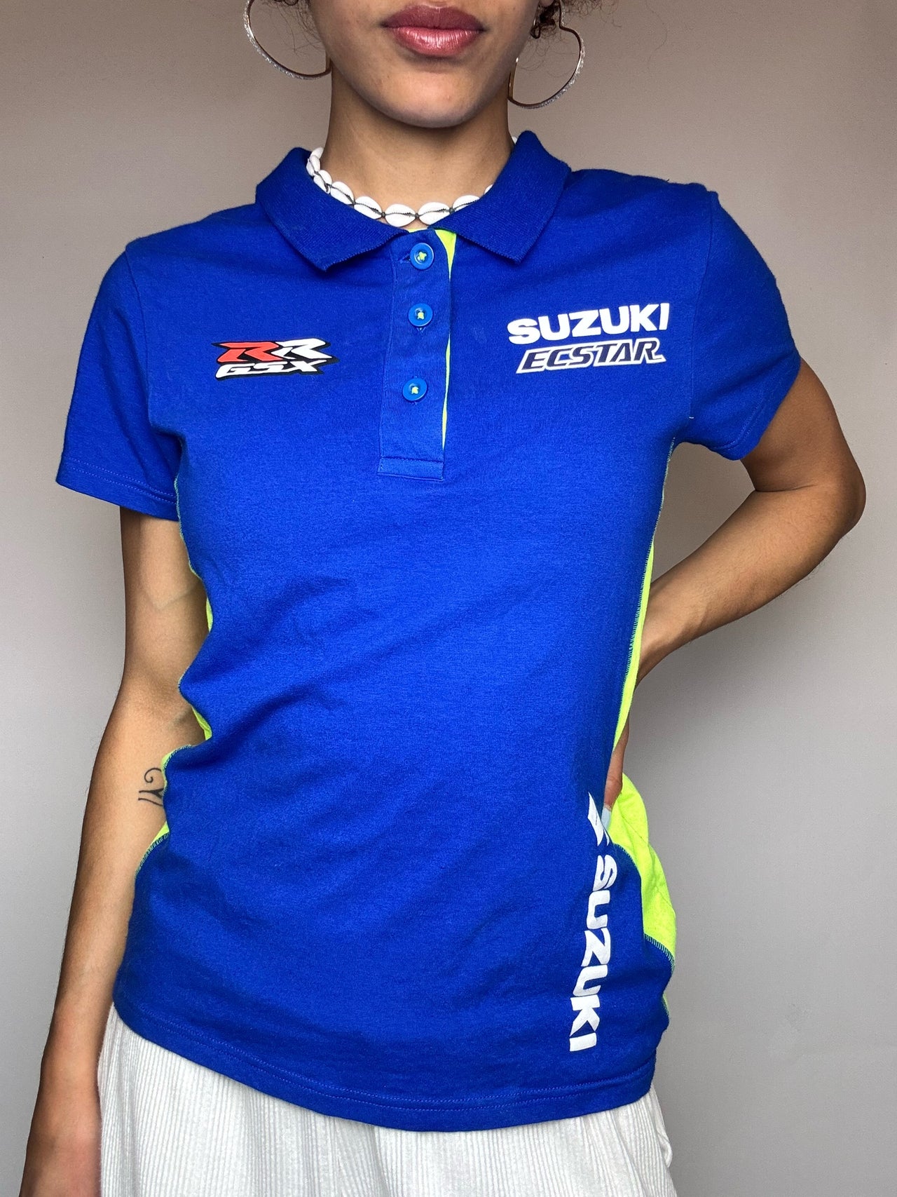 Polo bleu SUZUKI L vintage