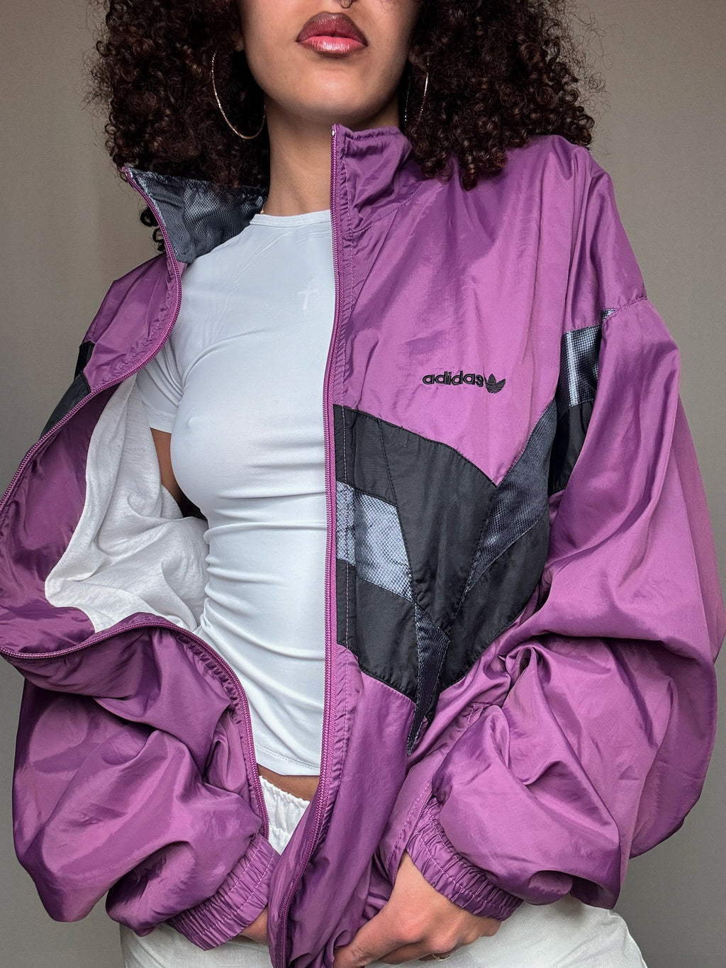 Jacket de sport Adidas violet L vintage