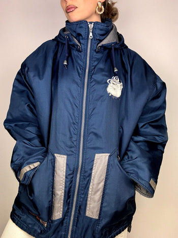 Doudoune americaine parka bleue et grise XL vintage