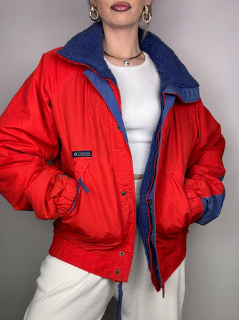 Doudoune blouson rouge et bleu COLOMBIA L Vintage