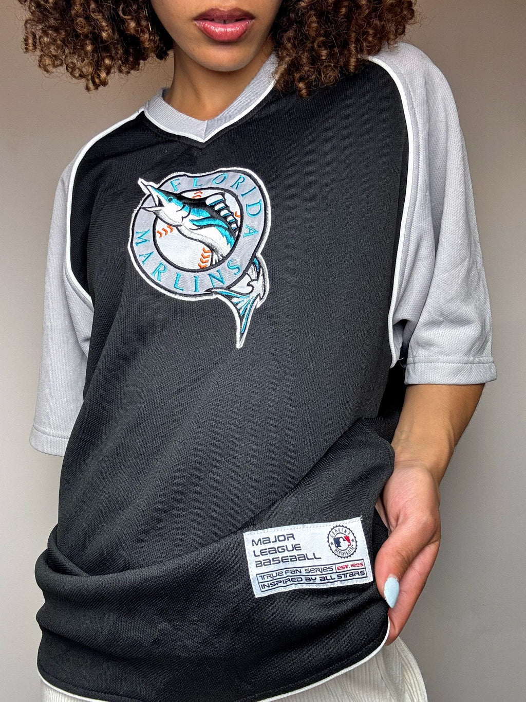 Vintage MLB x Florida Marlins Baseballtrikot, Größe L