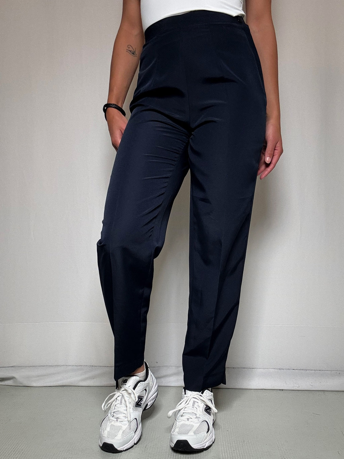 Pantalon navy en soie XS/S vintage