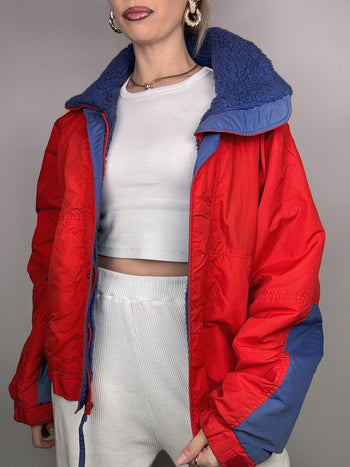 Doudoune blouson rouge et bleu COLOMBIA L Vintage