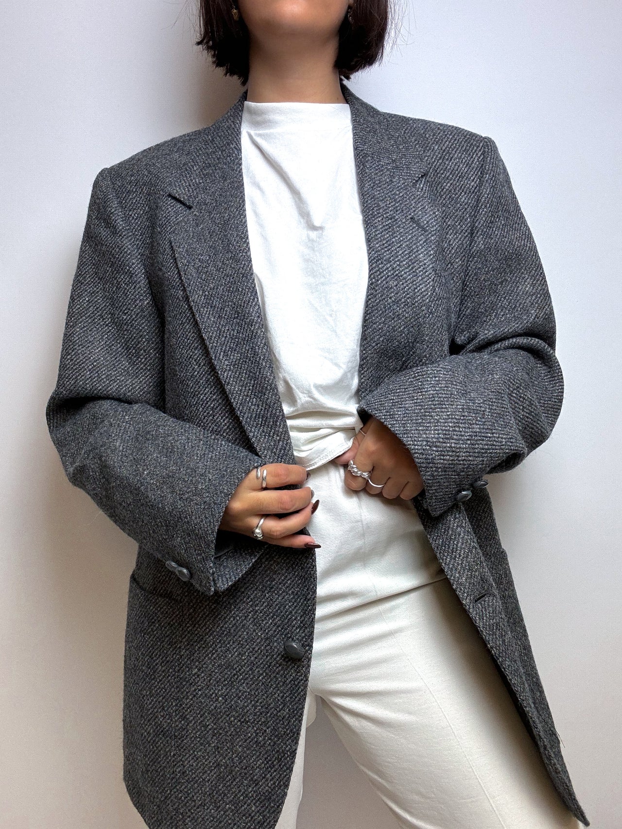 Dark gray vintage wool blazer M/L