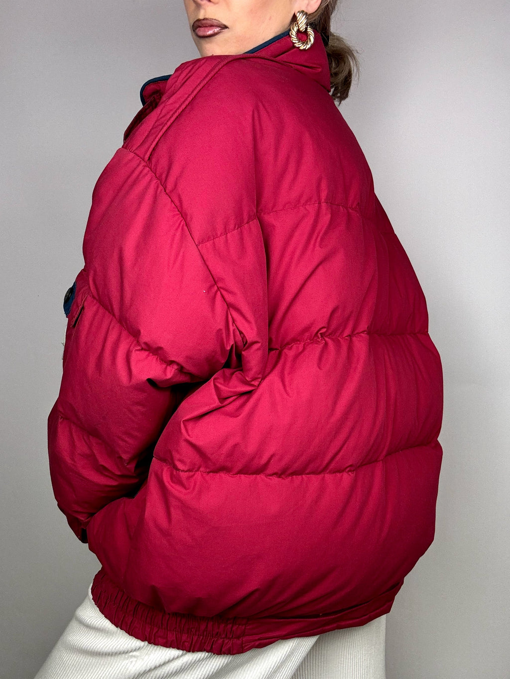Vintage Burgunder Puffjacke L/XL