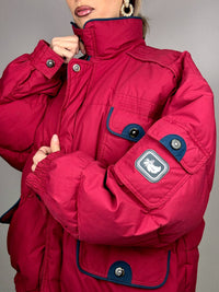 Vintage Burgunder Puffjacke L/XL