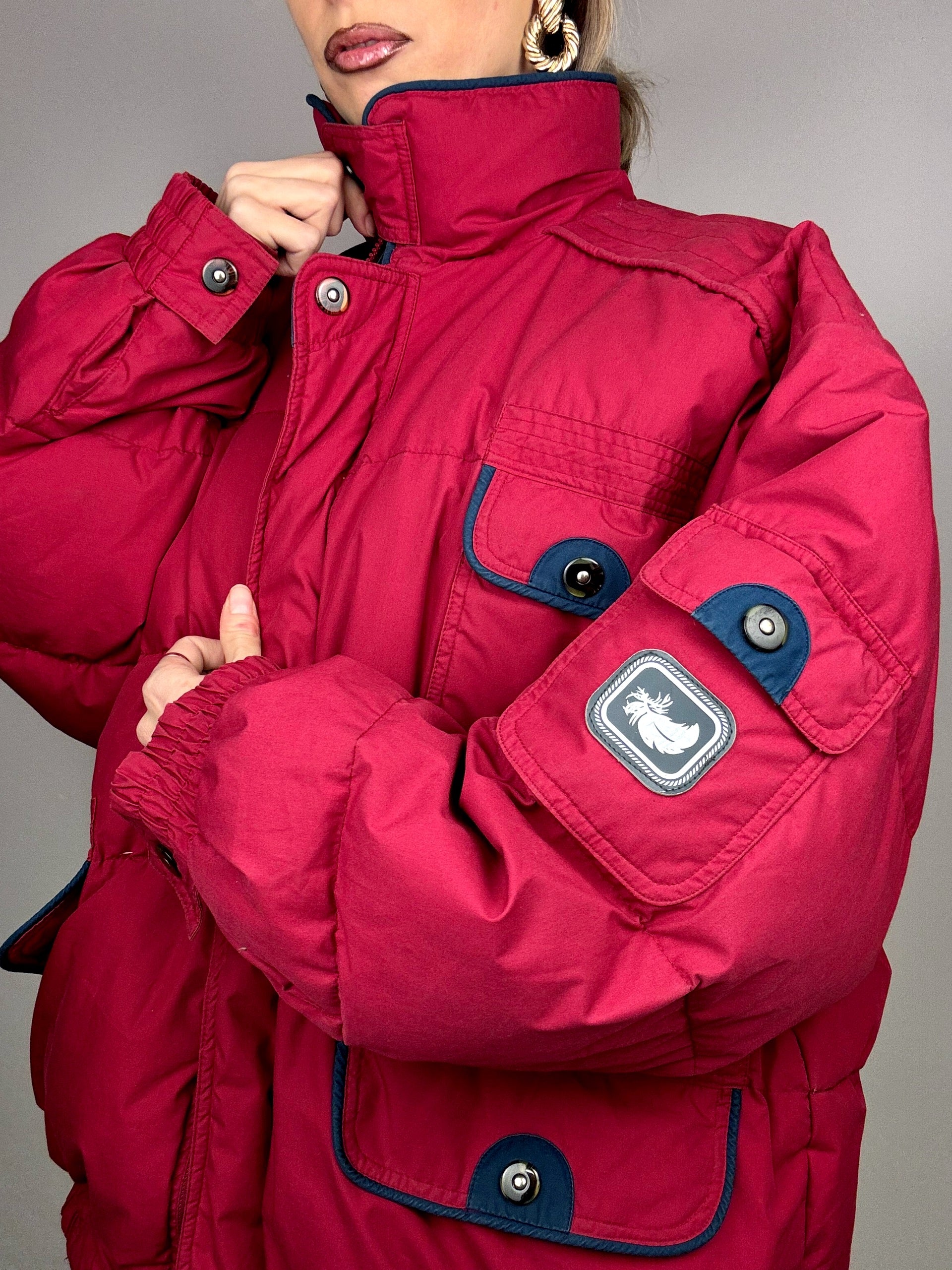Vintage Burgunder Puffjacke L/XL