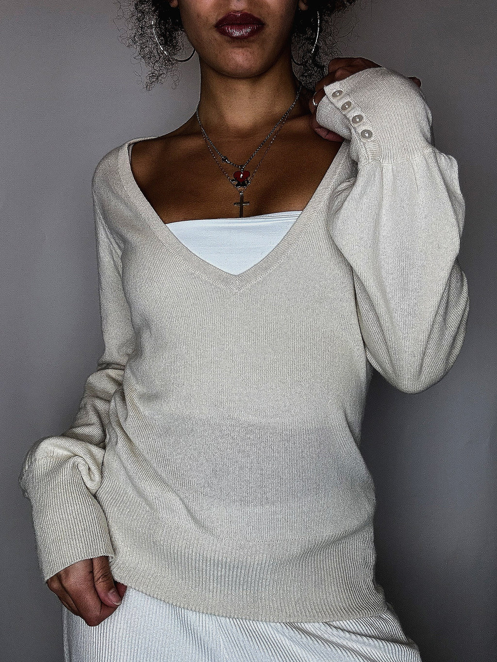 pull en cashmere beige S vintage