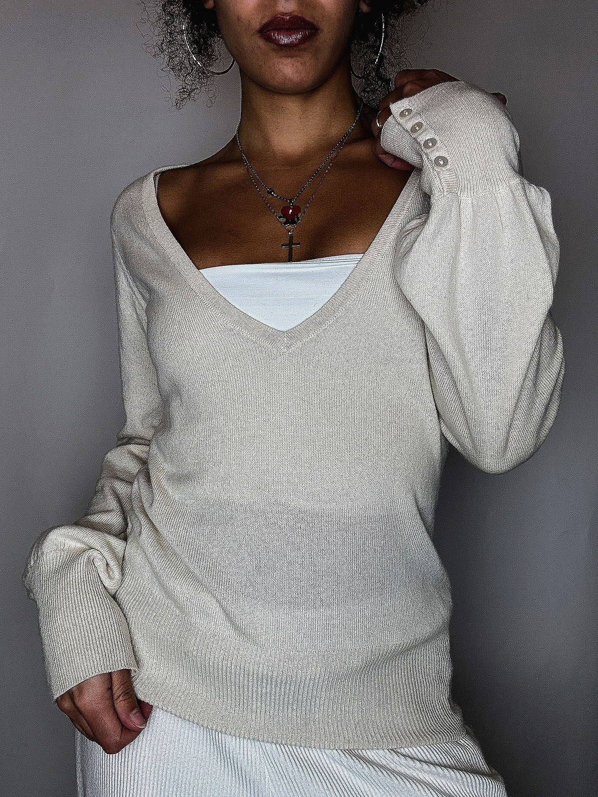 pull en cashmere beige S vintage