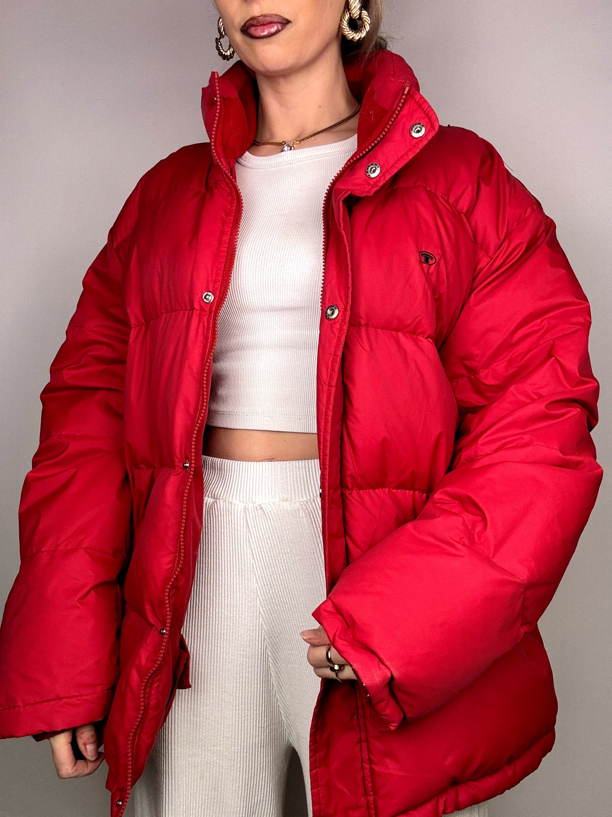 TOM TAILOR Vintage rote puffige Daunenjacke