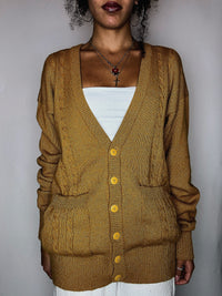 Cardigan à boutons moutarde M vintage
