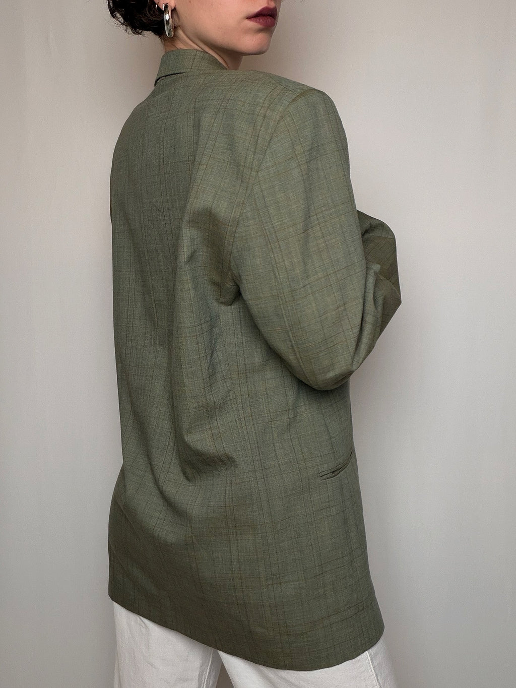 Blazer à carreaux vert XL vintage