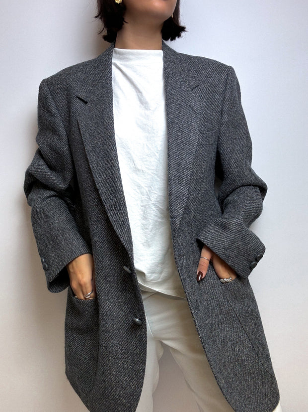 Dark gray vintage wool blazer M/L
