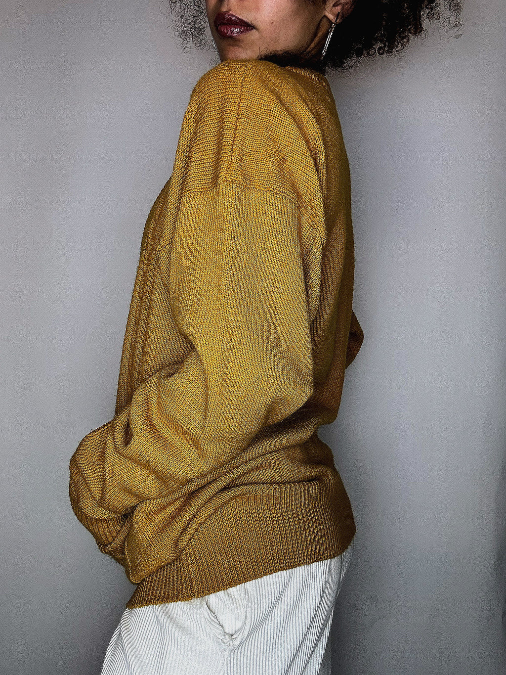 Cardigan à boutons moutarde M vintage