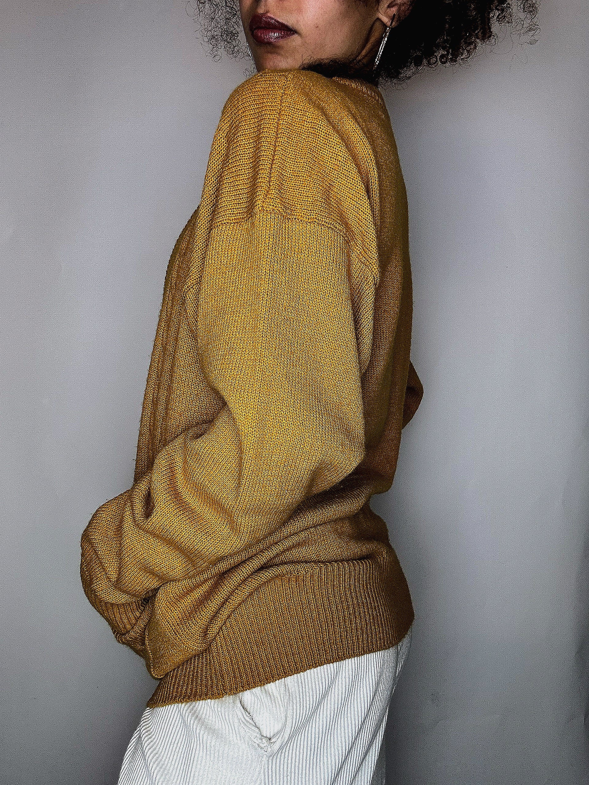 Cardigan à boutons moutarde M vintage