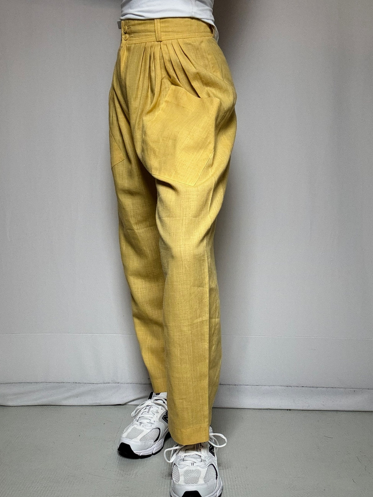 Pantalon ballon jaune en lin S/M vintage