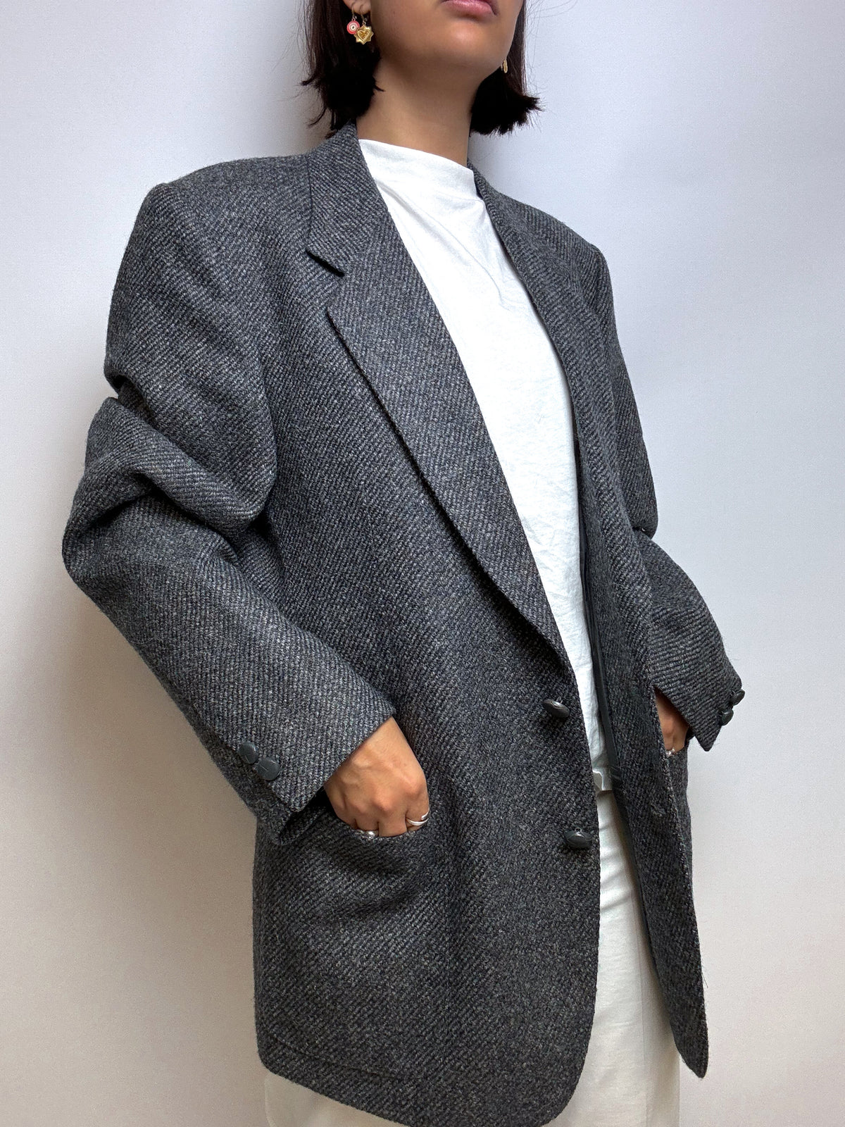 Dark gray vintage wool blazer M/L